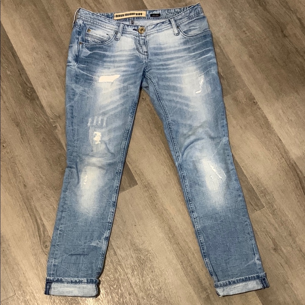 Blue Distressed Women's Jeans